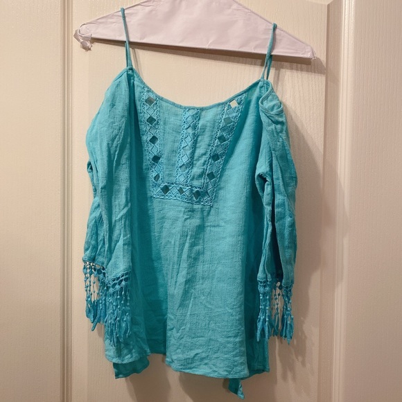 ☮️✌️BOHO off shoulder top S - Picture 1 of 4